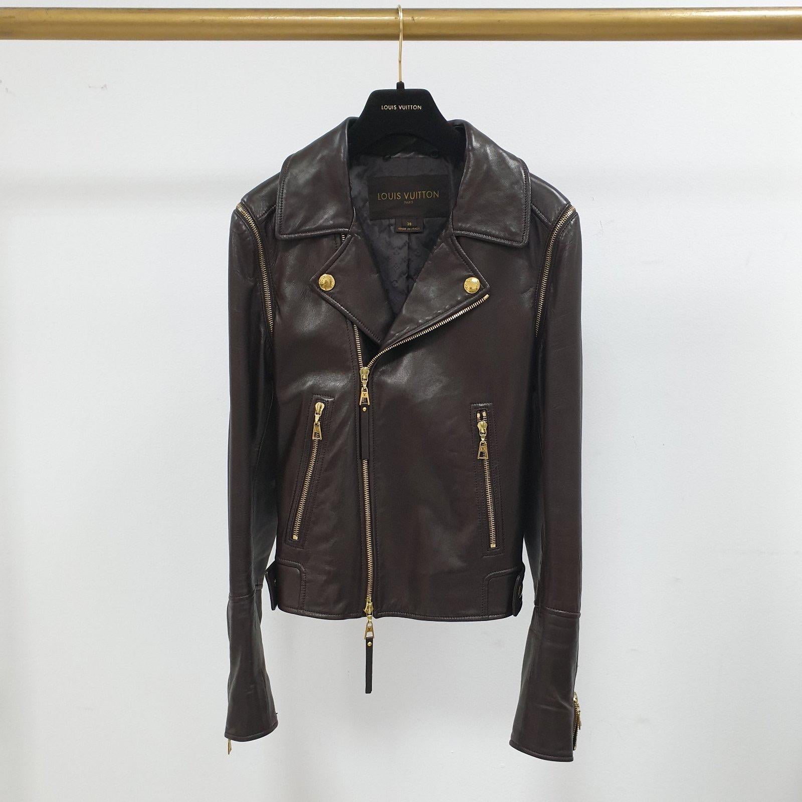3/4 sleeve leather jacket