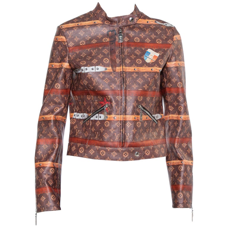 Mutton drivende Enrich Louis Vuitton Brown Leather Miss France Trunk Monogram Jacket S at 1stDibs