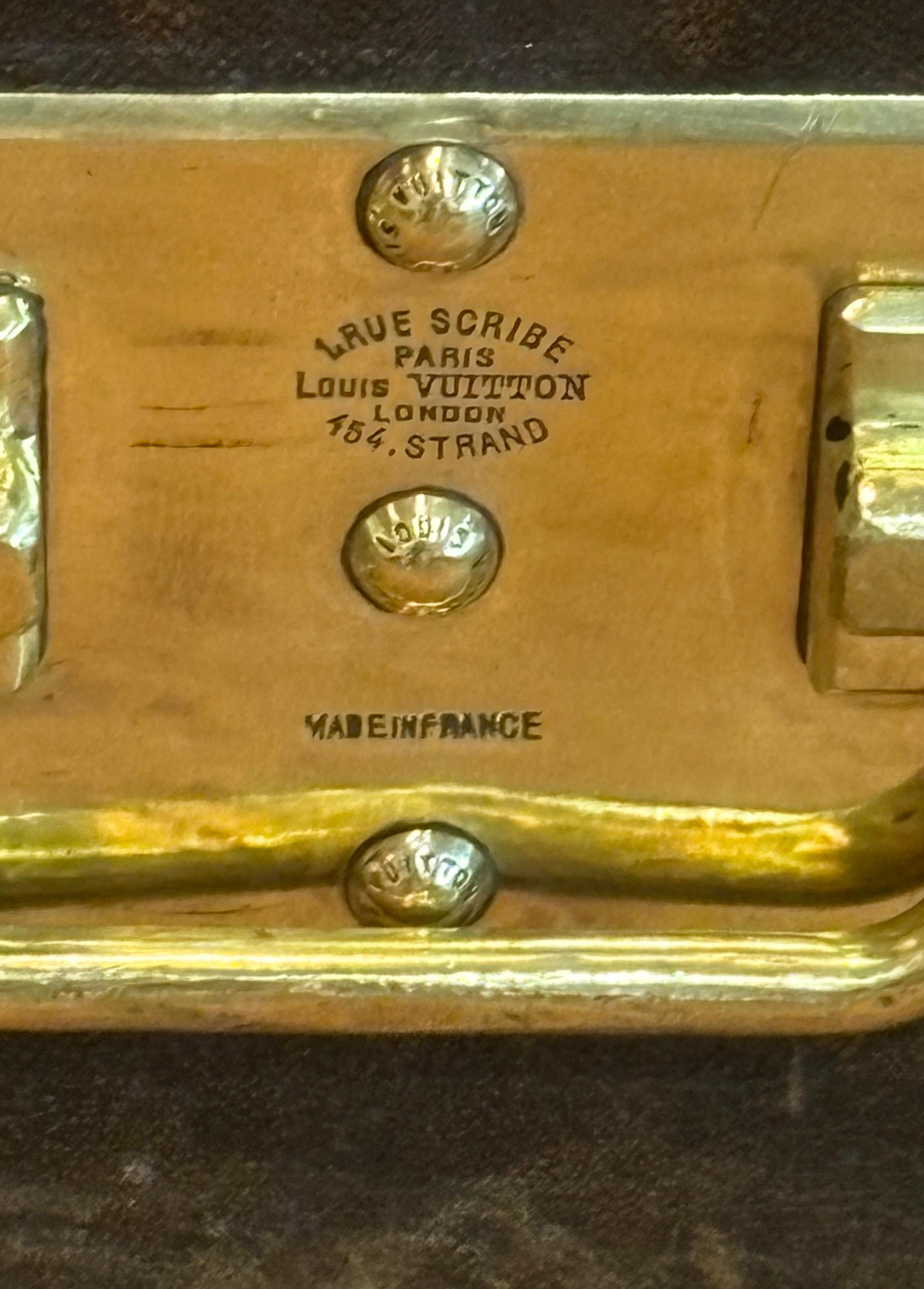 Louis Vuitton, Brown Leather, Monogram Canvas, Vintage Steamer Trunk, France For Sale 9