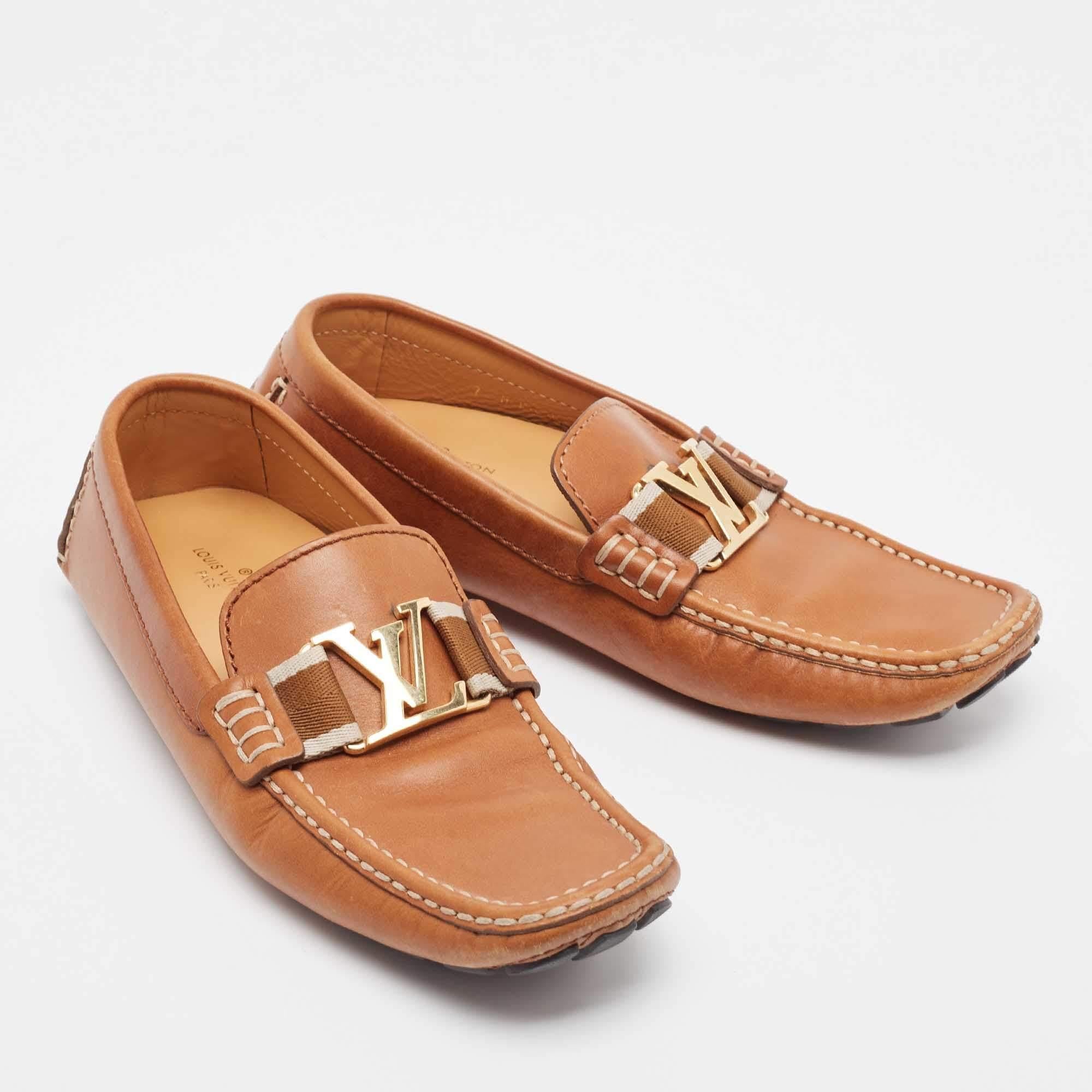 Louis Vuitton Brown Leather Monte Carlo Loafers Size 41 In Fair Condition In Dubai, Al Qouz 2