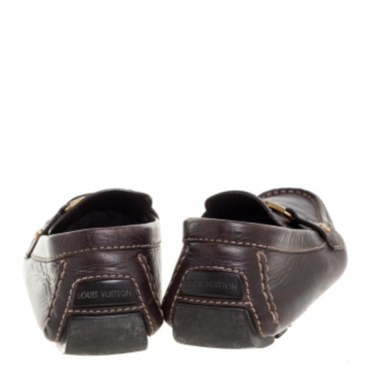 Noir Louis Vuitton Mocassins Monte Carlo en cuir Brown Taille 41.5 en vente
