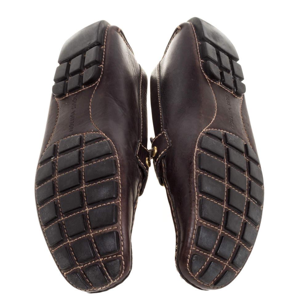 Louis Vuitton Brown Leather Monte Carlo Loafers Size 41.5 In Good Condition For Sale In Dubai, Al Qouz 2