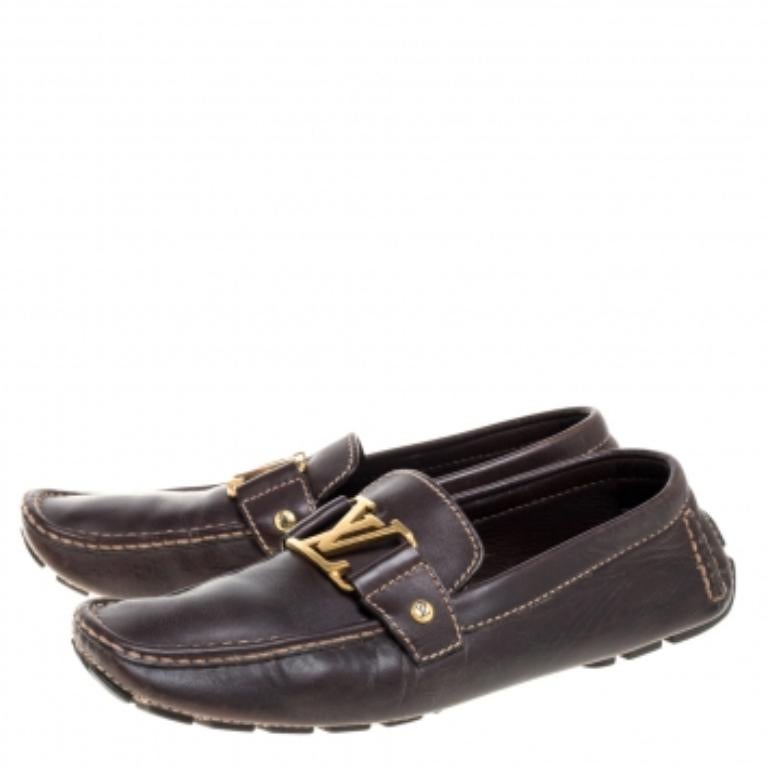 Louis Vuitton Mocassins Monte Carlo en cuir Brown Taille 41.5 en vente 1