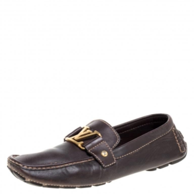 Louis Vuitton Mocassins Monte Carlo en cuir Brown Taille 41.5 en vente 2