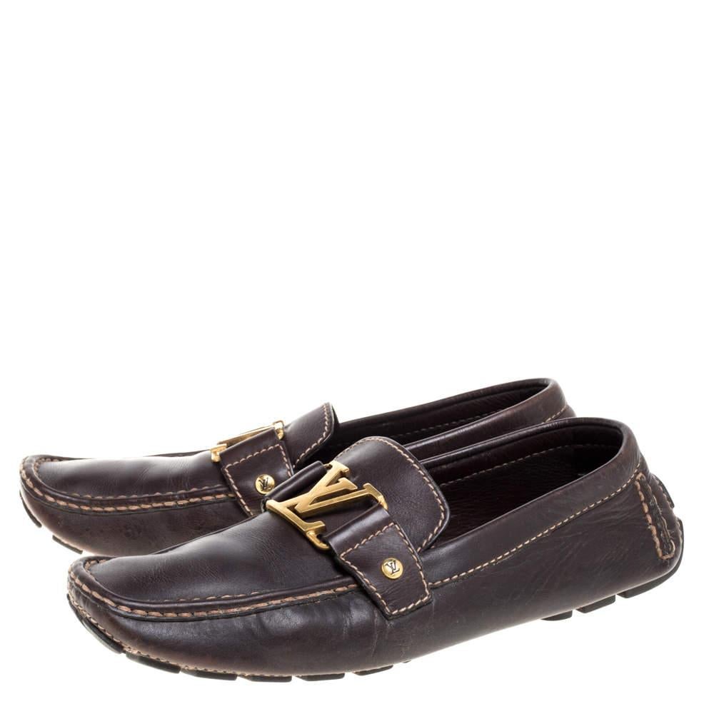 Louis Vuitton Brown Leather Monte Carlo Loafers Size 41.5 For Sale 3