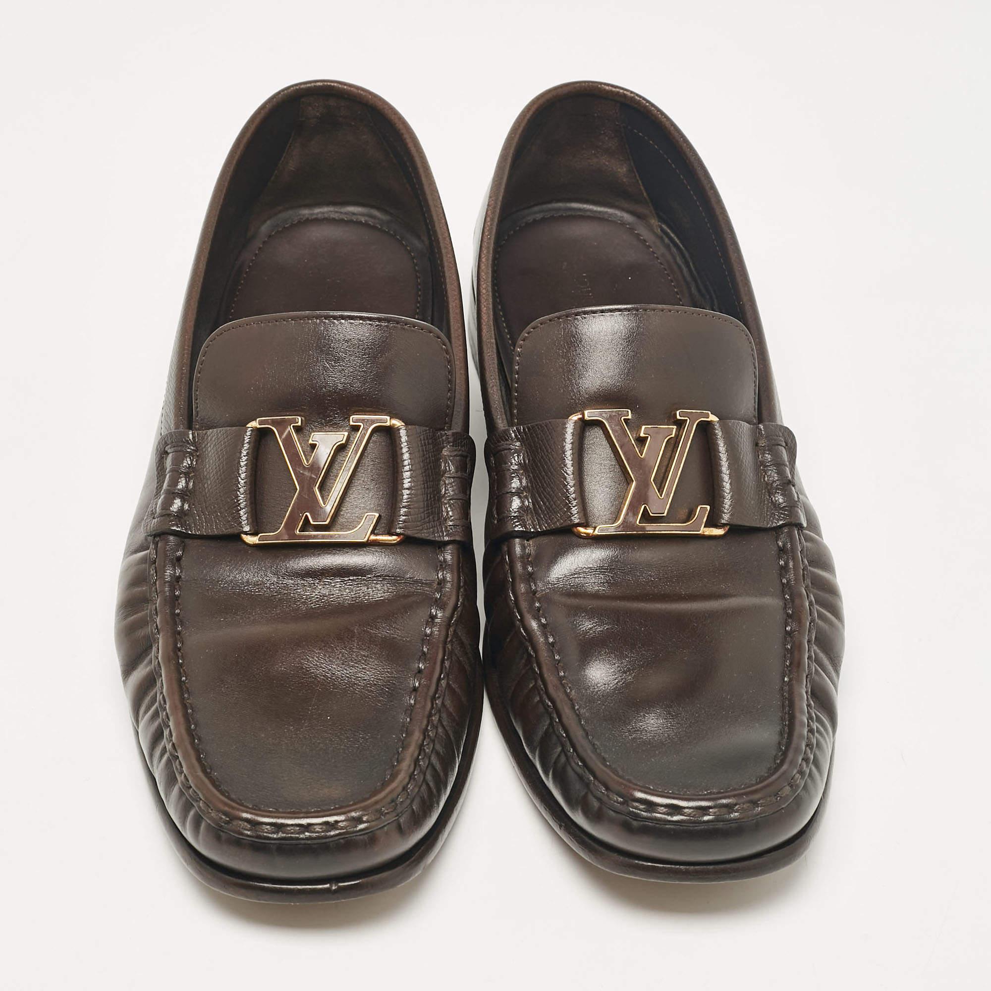 Black Louis Vuitton Brown Leather Monte Carlo Loafers Size 43.5 For Sale