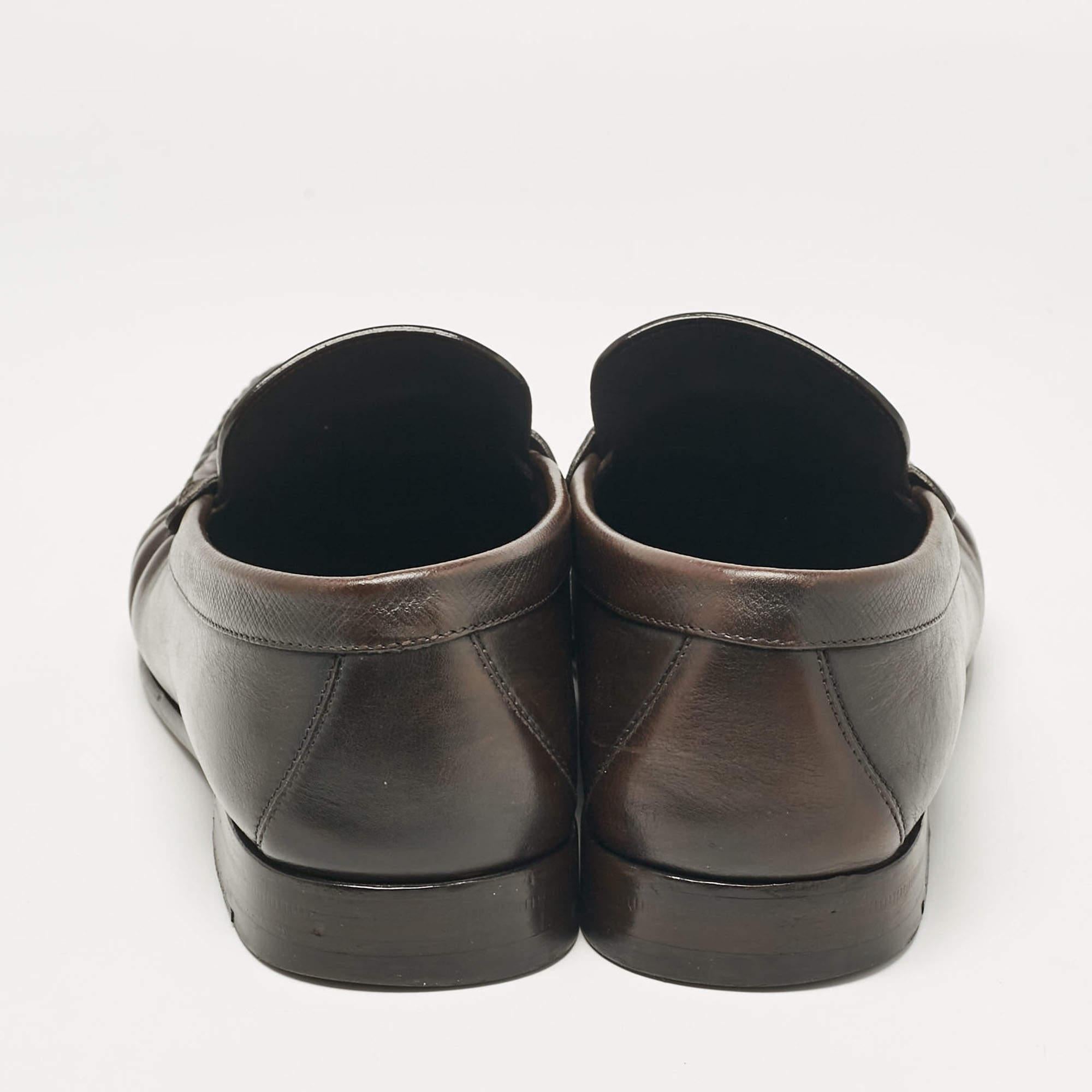 Men's Louis Vuitton Brown Leather Monte Carlo Loafers Size 43.5 For Sale