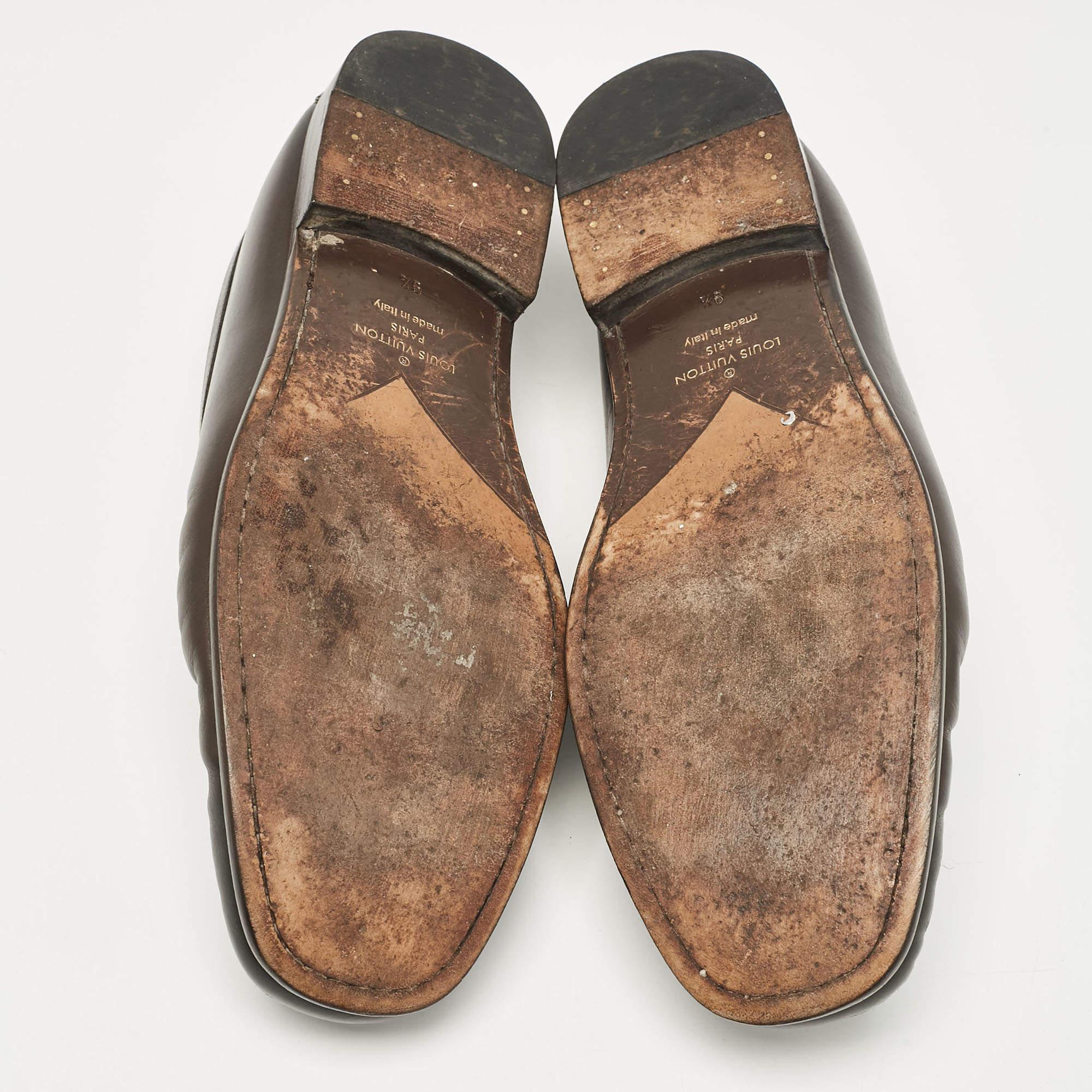 Louis Vuitton Brown Leather Monte Carlo Loafers Size 43.5 For Sale 1