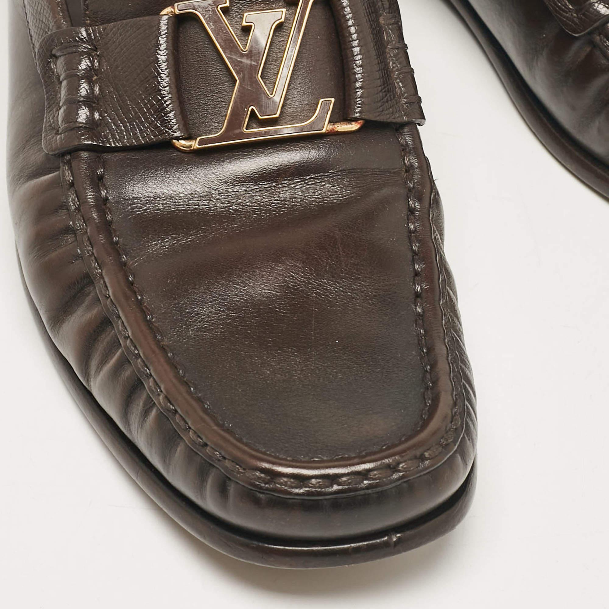 Louis Vuitton Brown Leather Monte Carlo Loafers Size 43.5 For Sale 3