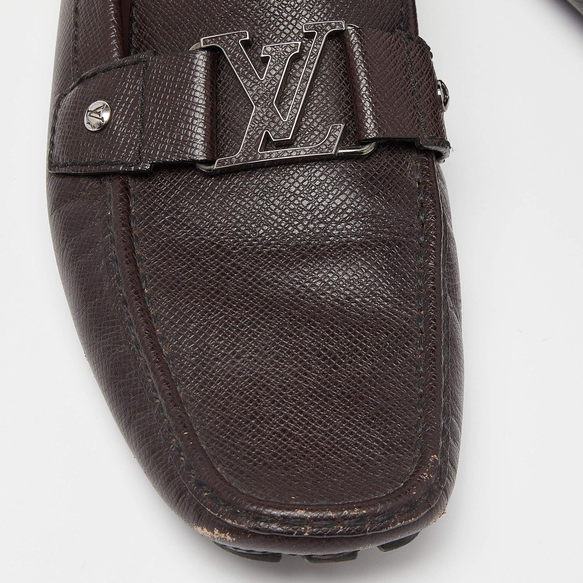 Louis Vuitton Brown Leather Monte Carlo Loafers Size 44 For Sale 4
