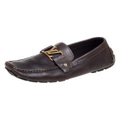 LOUIS VUITTON MONTE CARLO SHOES 11 45 BROWN LEATHER LOAFERS SHOES  ref.437154 - Joli Closet