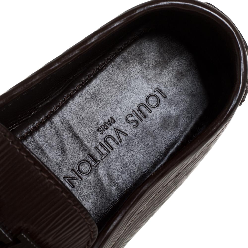 Louis Vuitton Brown Leather Monte Carlo Slip On Loafers Size 41.5 In Good Condition In Dubai, Al Qouz 2