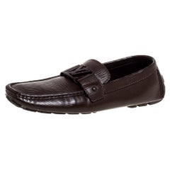 Louis Vuitton Brown Leather Monte Carlo Slip On Loafers Size 41.5