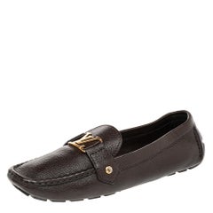 Louis Vuitton Brown Leather Monte Carlo Slip on Loafers Size 42