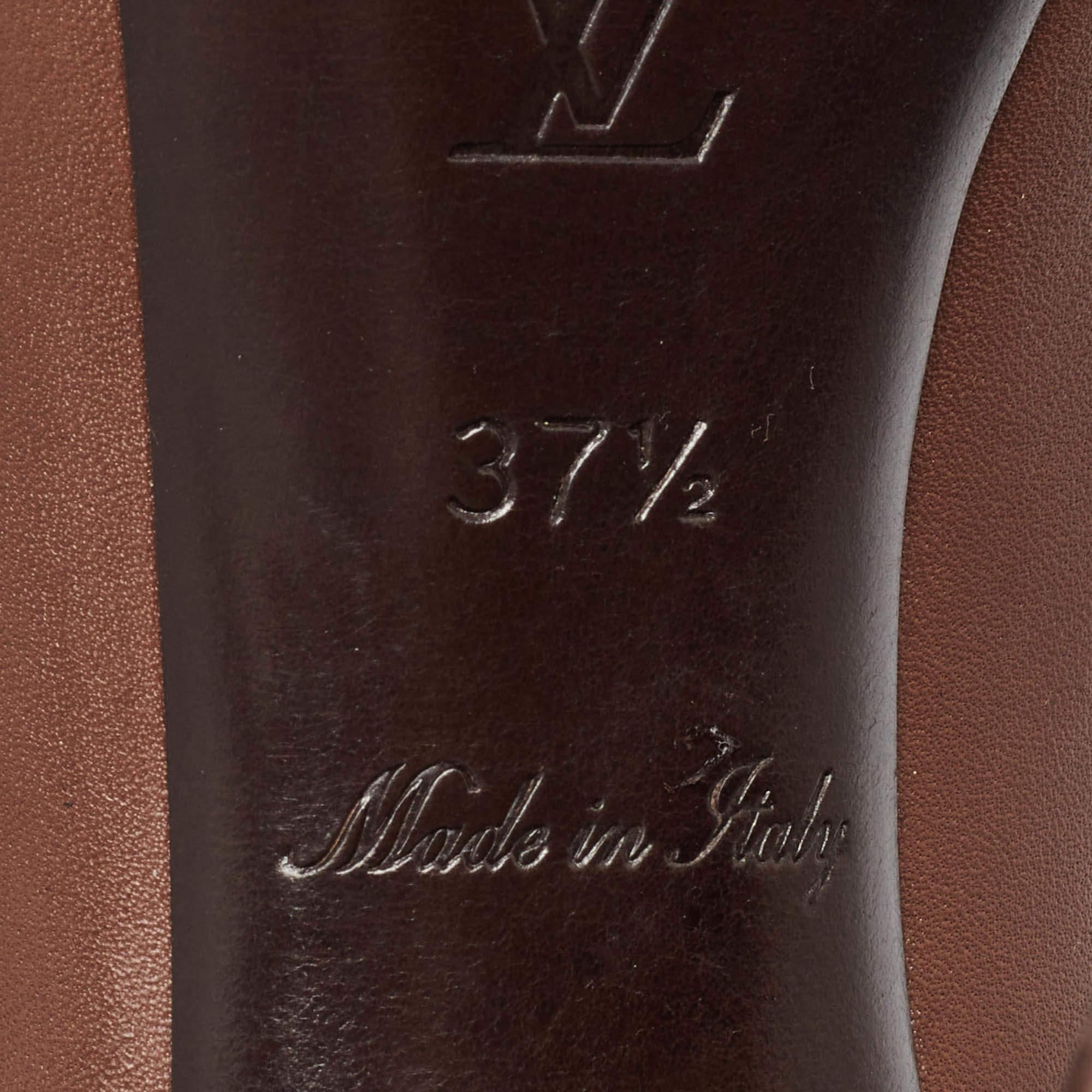 Louis Vuitton Pelle Marrone Oh Davvero! Piattaforma Peep Toe Pumps Taglia 37.5 4
