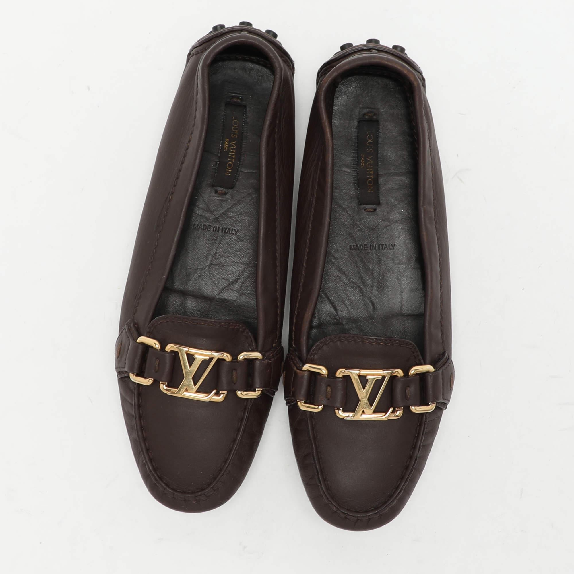 Louis Vuitton Brown Leder Oxford Loafers Größe 36 (Schwarz) im Angebot
