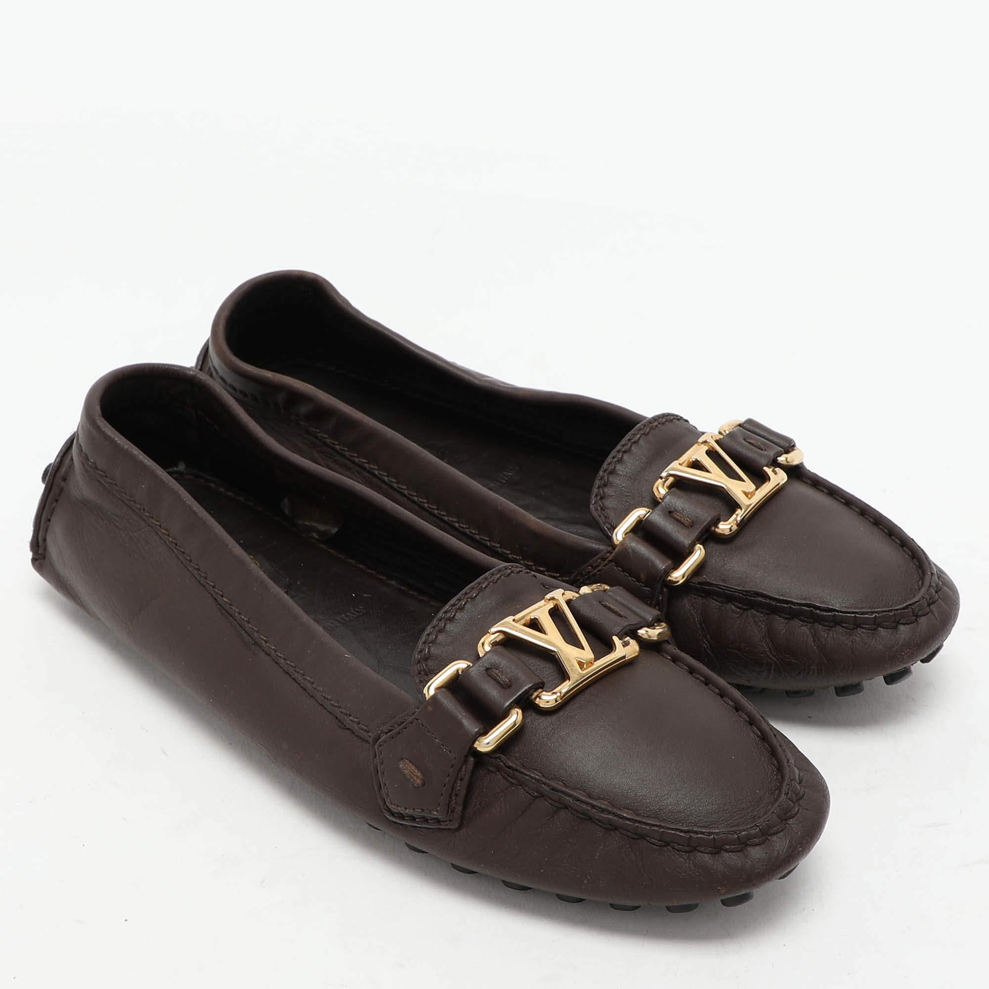 Louis Vuitton Brown Leder Oxford Loafers Größe 36 im Zustand „Gut“ im Angebot in Dubai, Al Qouz 2