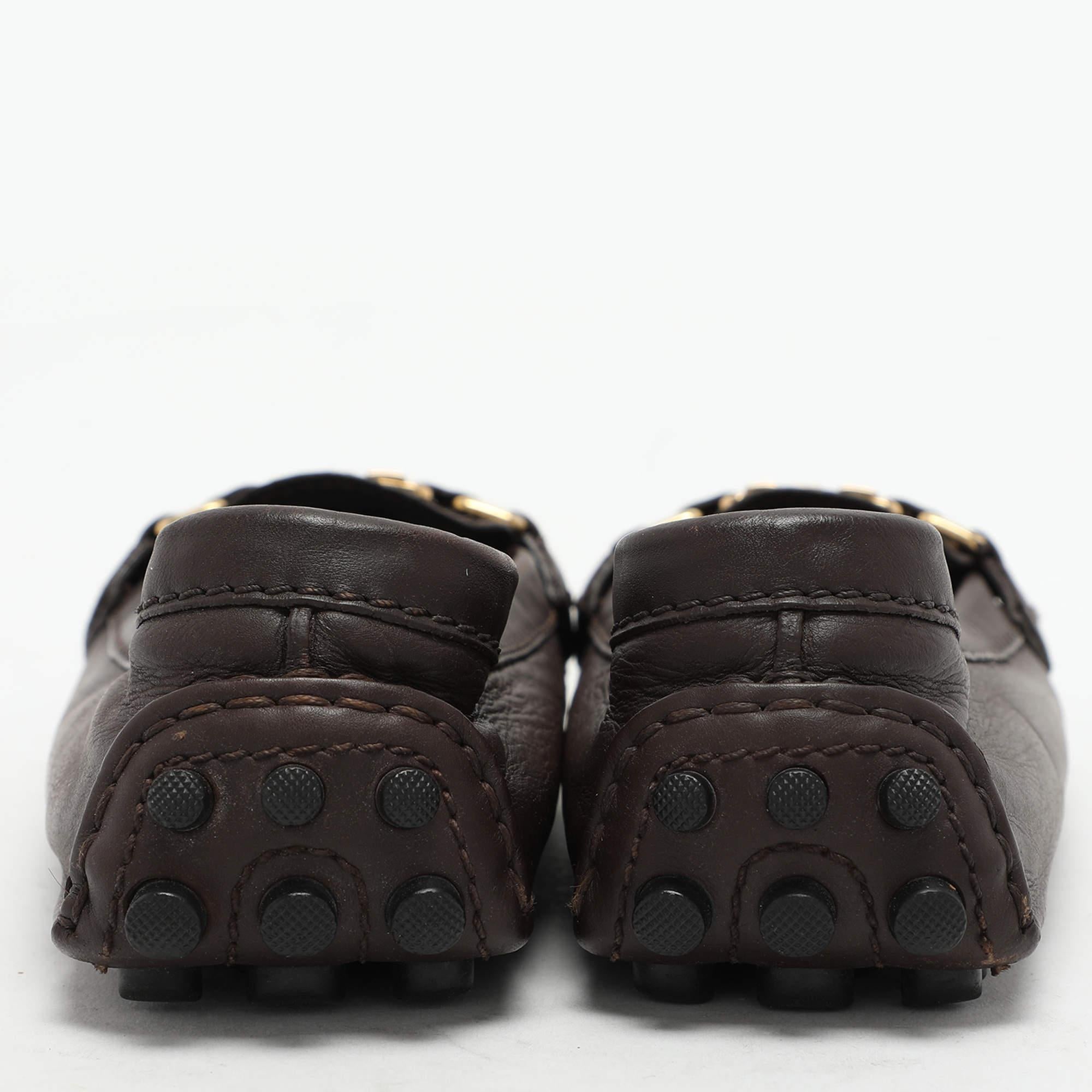 Louis Vuitton Brown Leder Oxford Loafers Größe 36 Damen im Angebot