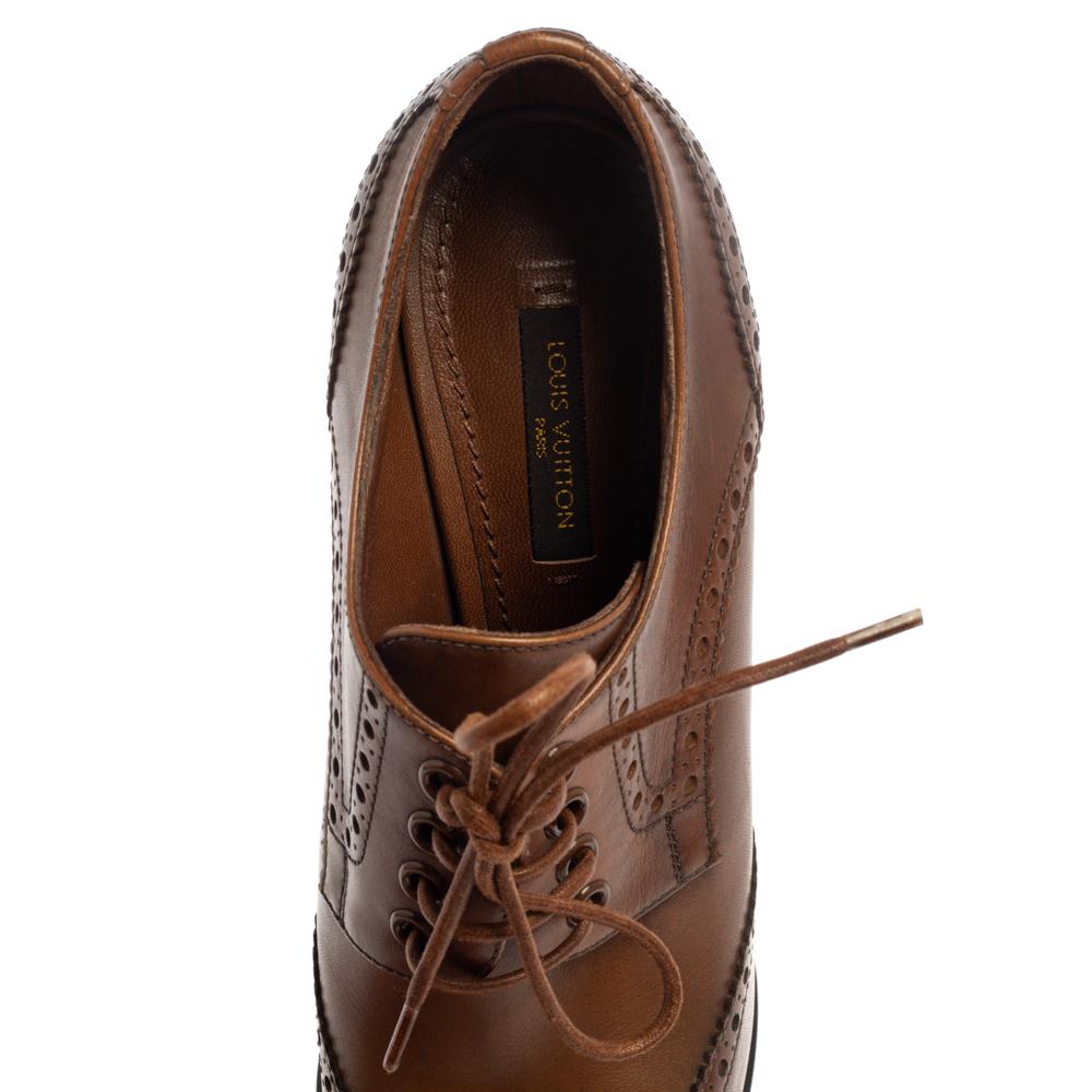 Louis Vuitton Braun Leder Oxford Plattform Brogue Lederstiefel Größe 37 Damen