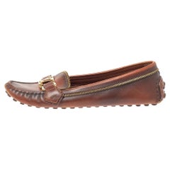 Louis Vuitton Braun Leder Oxford Slip On Loafers Größe 36,5