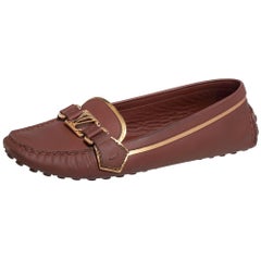 Louis Vuitton Brown Leather Oxford Slip On Loafers Size 40 Louis Vuitton Brown Leather Oxford Slip On Loafers Size 40