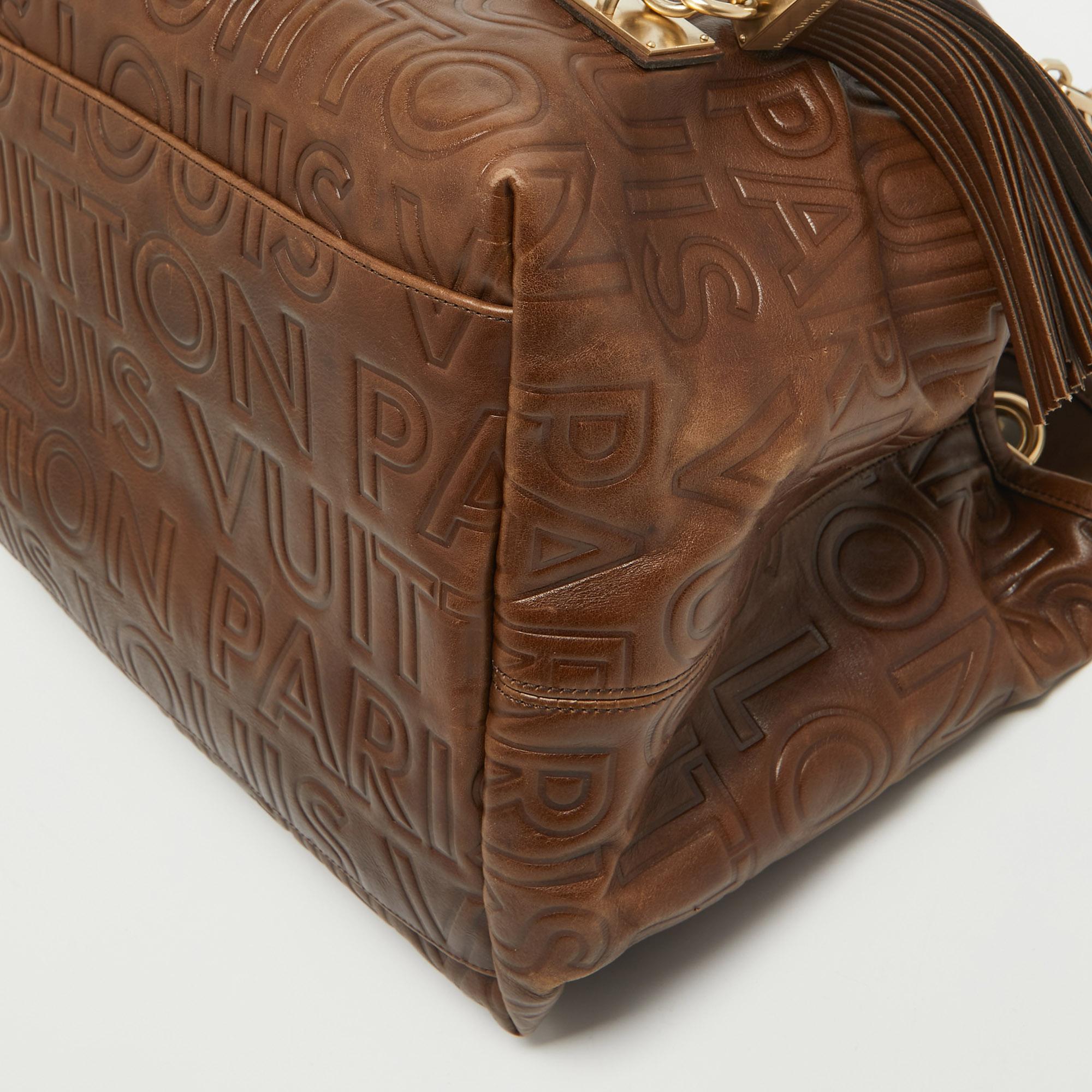 Louis Vuitton Brown Leather Paris Souple Whisper GM Bag For Sale 10