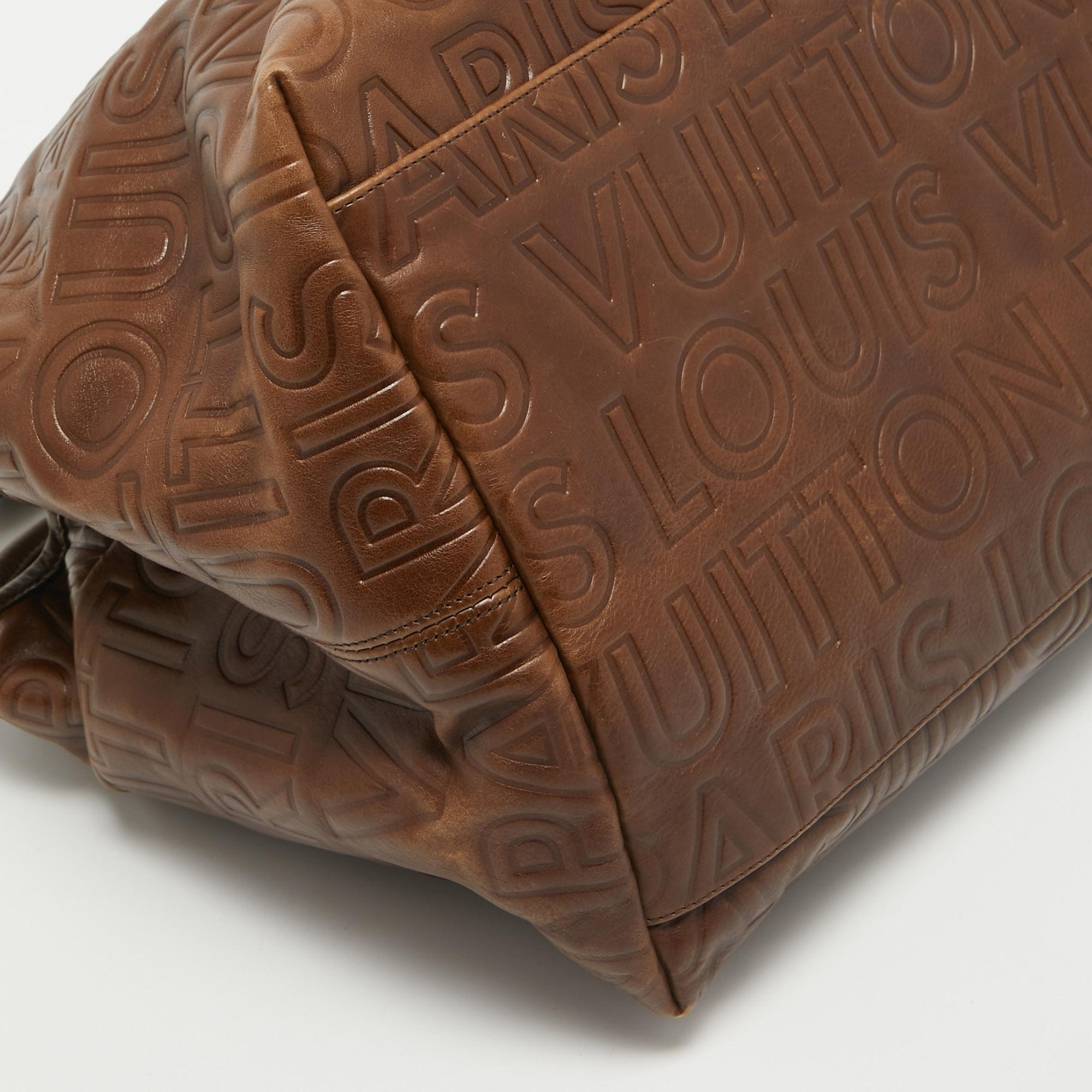 Louis Vuitton Brown Leather Paris Souple Whisper GM Bag For Sale 13