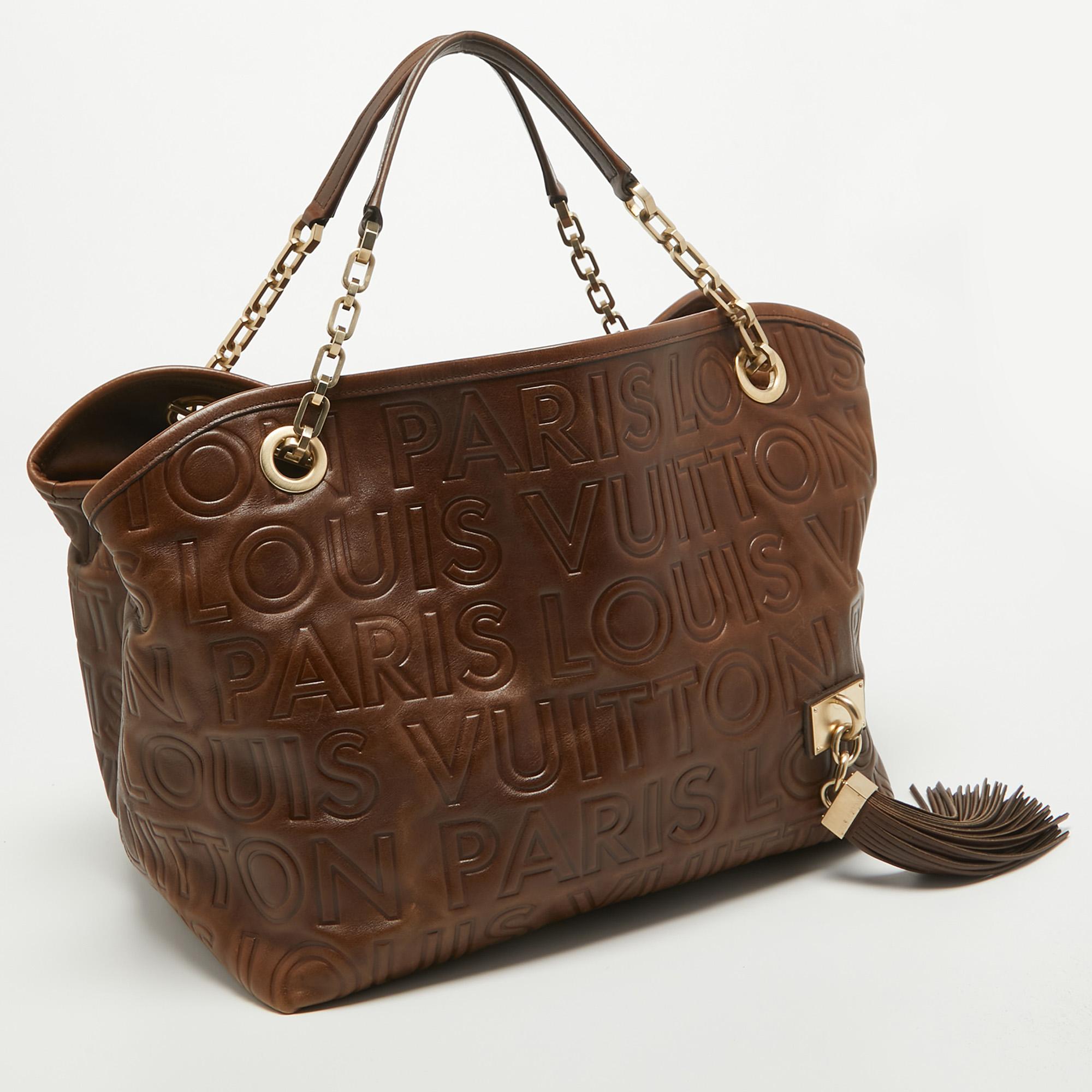 Women's Louis Vuitton Brown Leather Paris Souple Whisper GM Bag