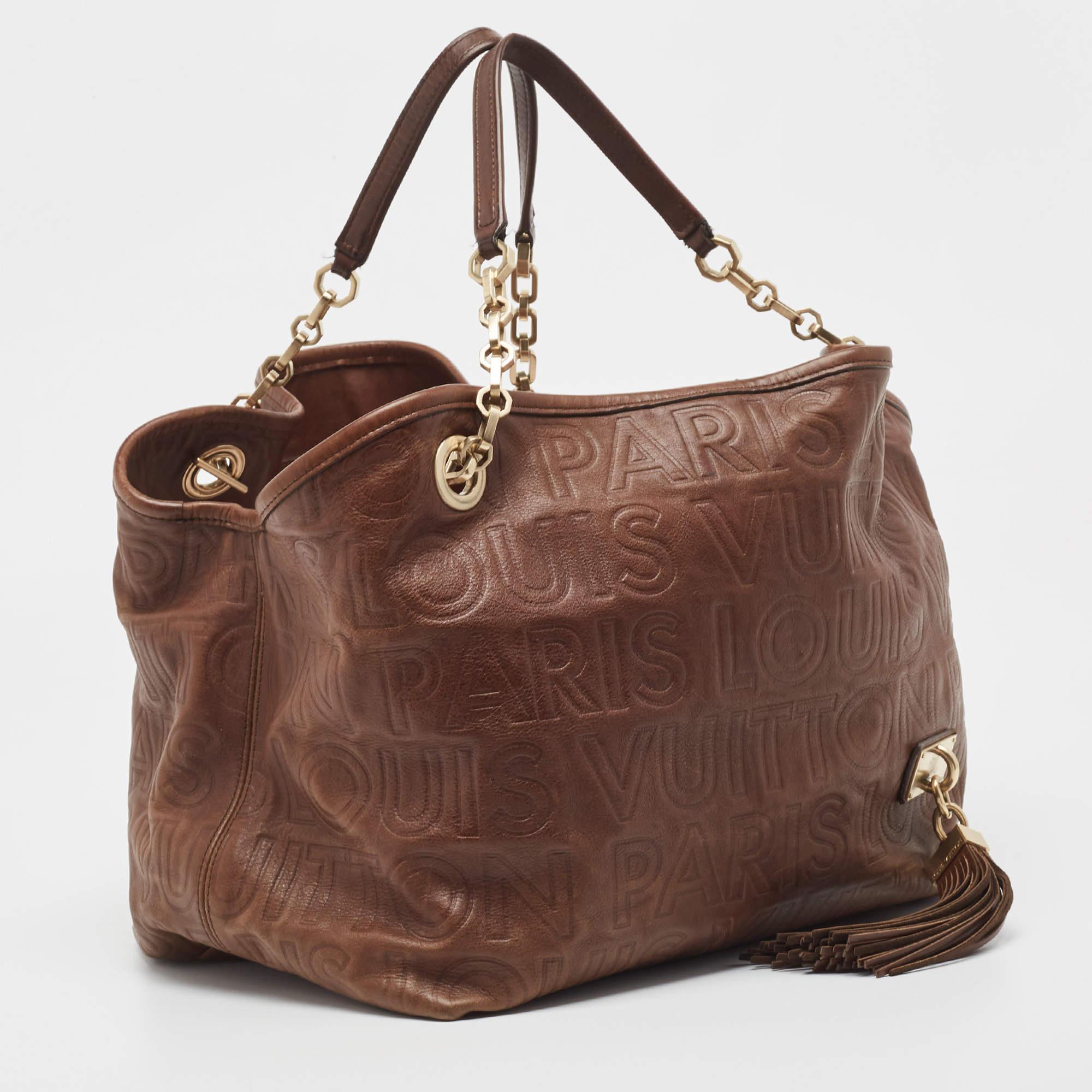 Women's Louis Vuitton Brown Leather Paris Souple Whisper PM Bag