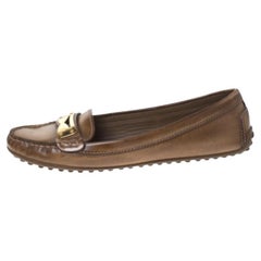 Louis Vuitton Brown Leather Penny Loafers Size 38