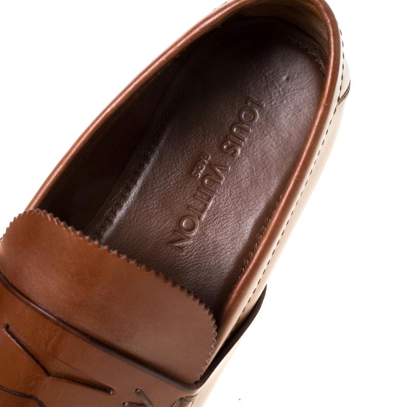 Men's Louis Vuitton Brown Leather Penny Loafers Size 42.5