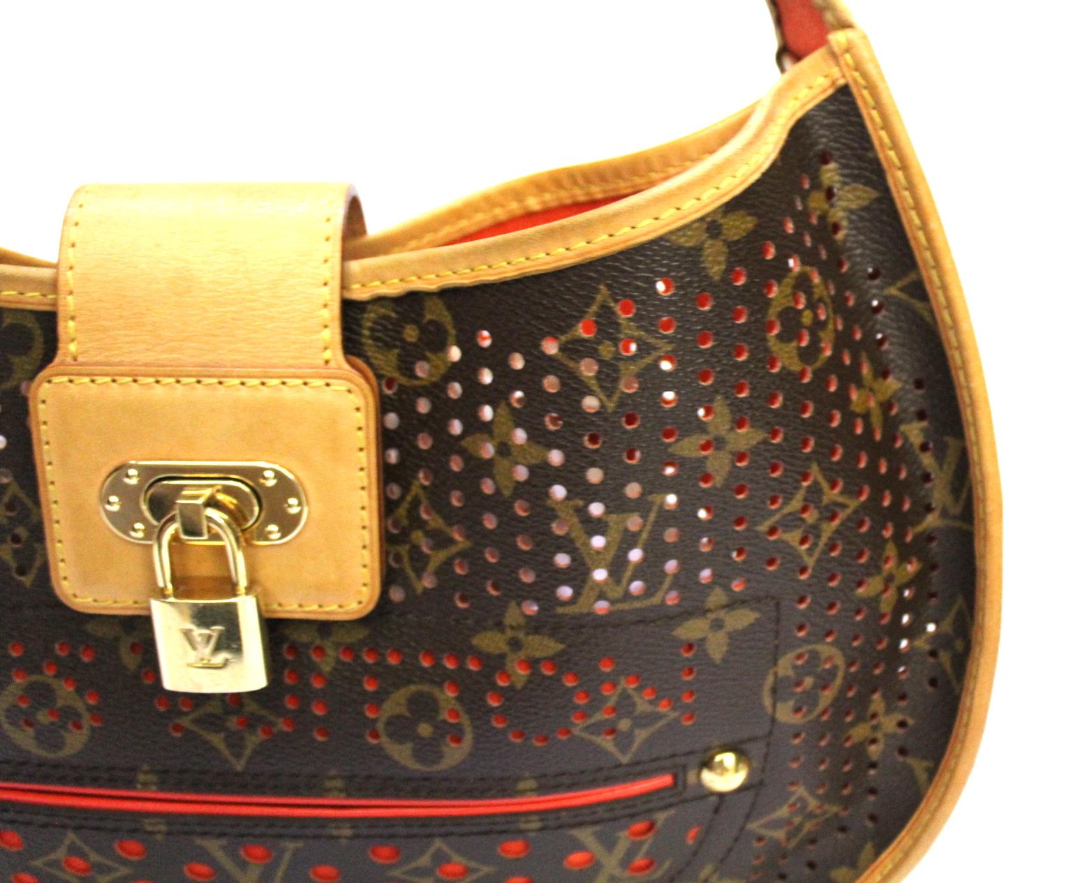 Louis Vuitton Brown Leather Perforated Bag In Excellent Condition In Torre Del Greco, IT