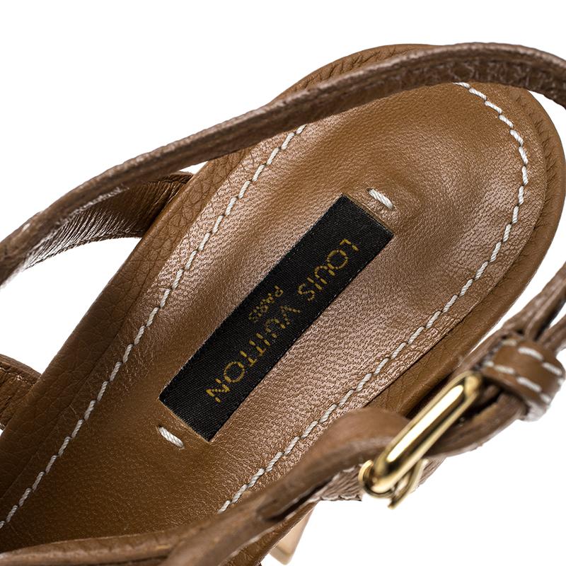 Louis Vuitton Brown Leather Platform Stappy Sandals Size 39 3