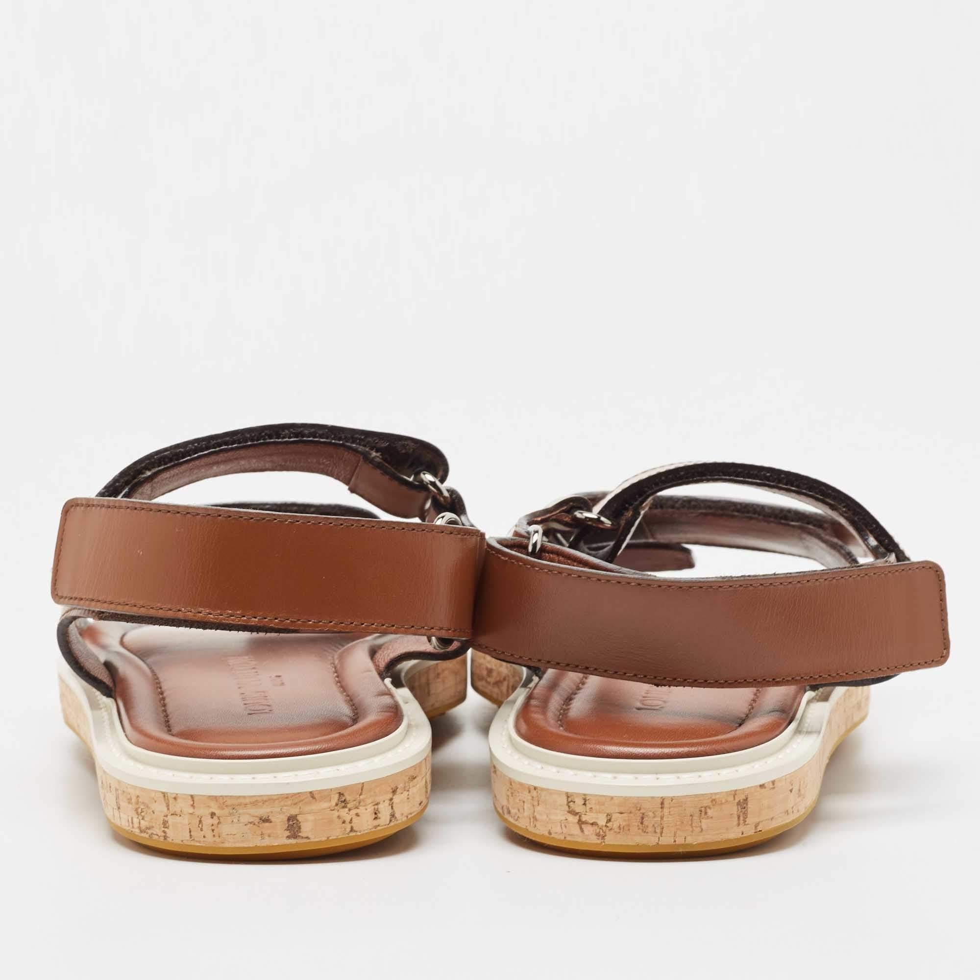Louis Vuitton Brown Leather Sandals Size 42.5 For Sale 1