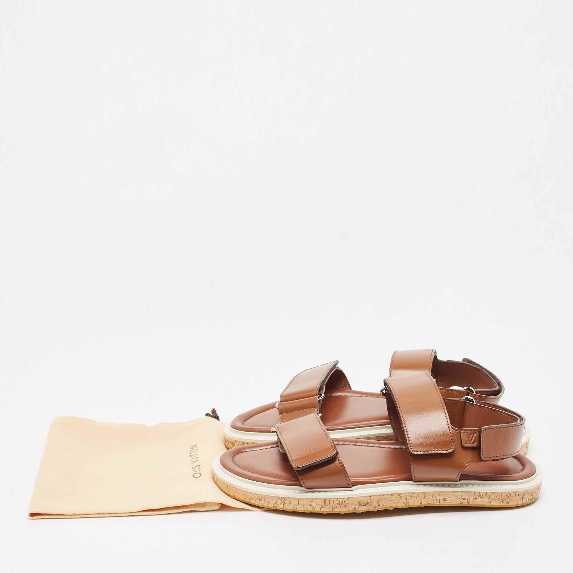Louis Vuitton Brown Leather Sandals Size 42.5 For Sale 5