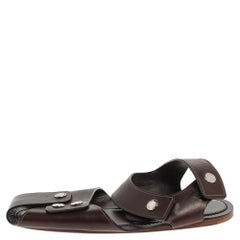 Louis Vuitton Brown Leather Serengeti Flat Sandals Size 42