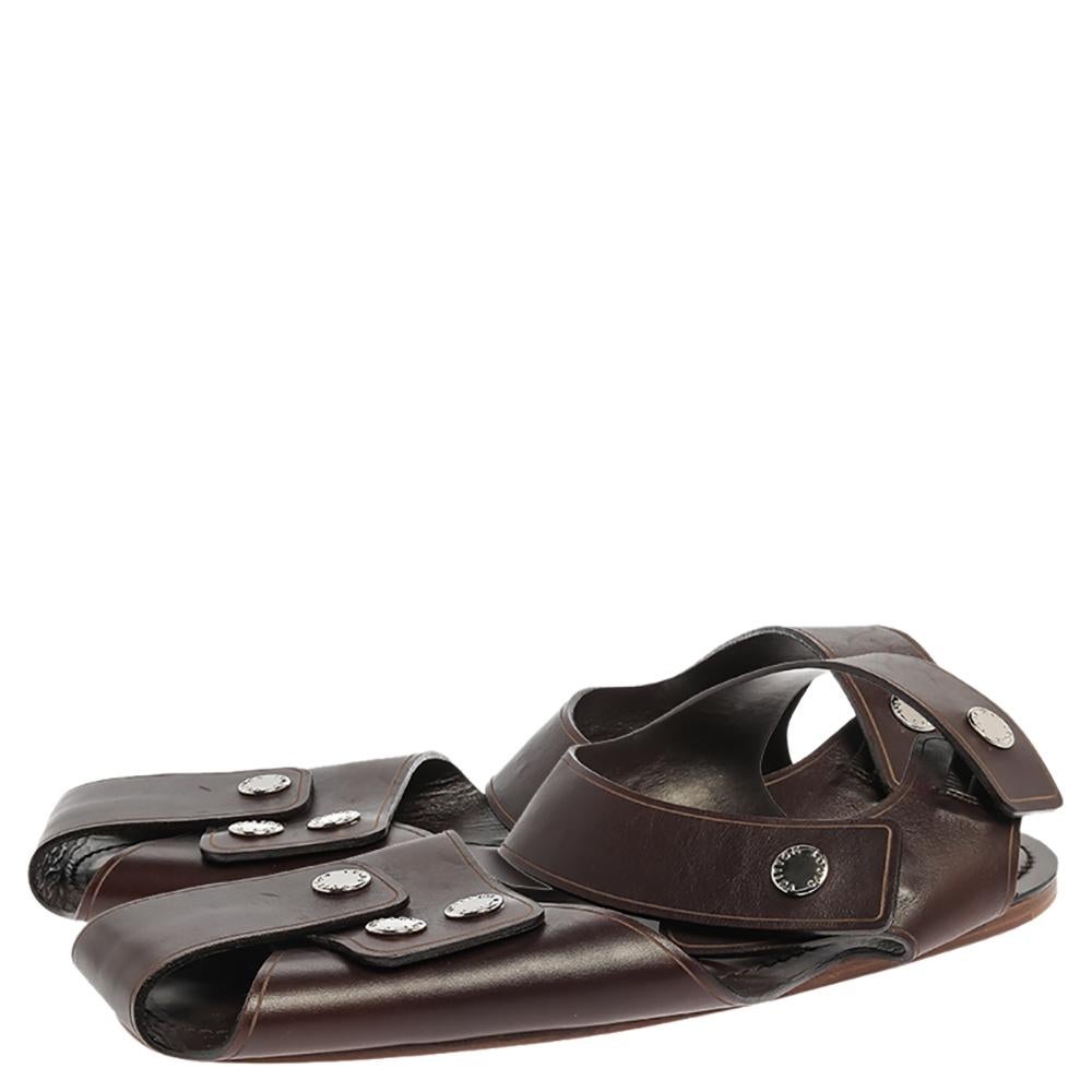 Black Louis Vuitton Brown Leather Serengeti Flat Sandals Size 42