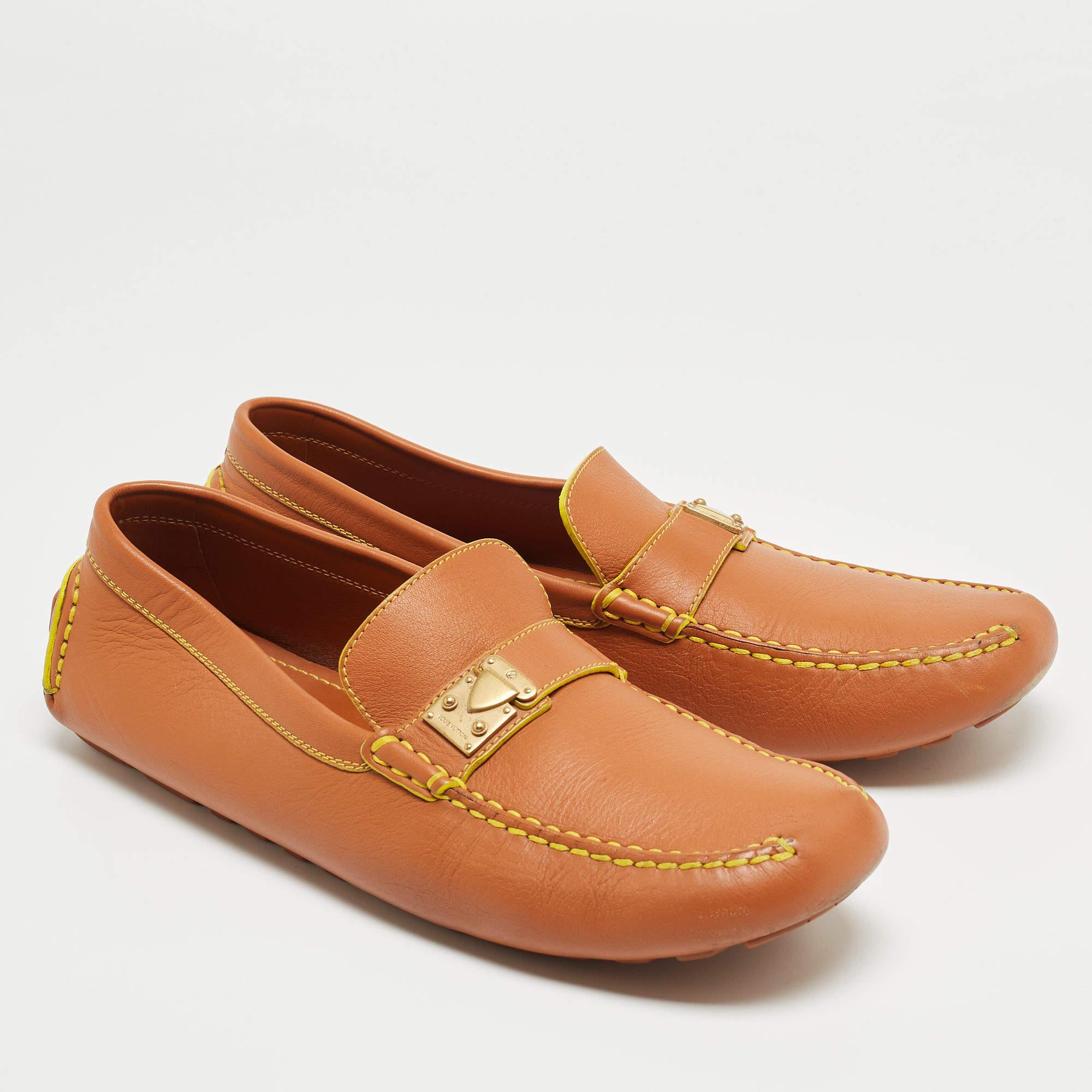 Louis Vuitton Brown Leather Slip On Loafers  For Sale 4