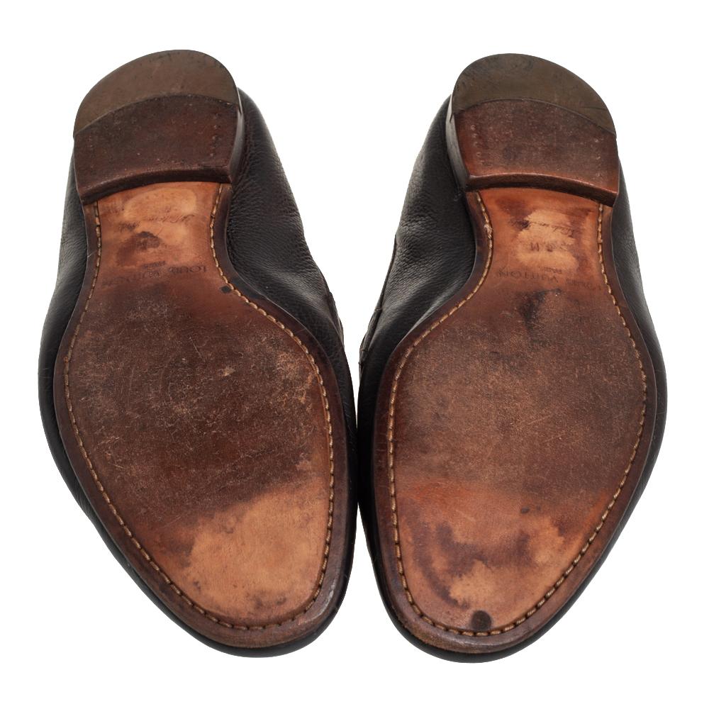 Louis Vuitton Brown Leather Slip On Loafers Size 42 For Sale 2