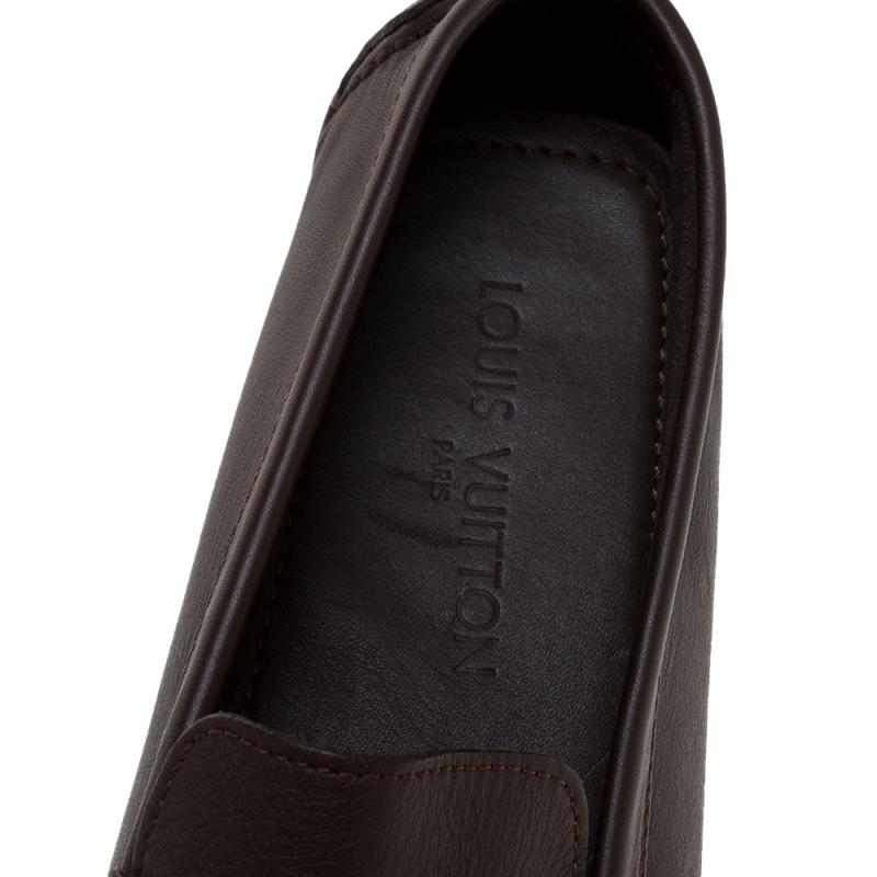 Louis Vuitton Brown Leather Suhali Lombok Driving Loafers Size 45 In Good Condition In Dubai, Al Qouz 2