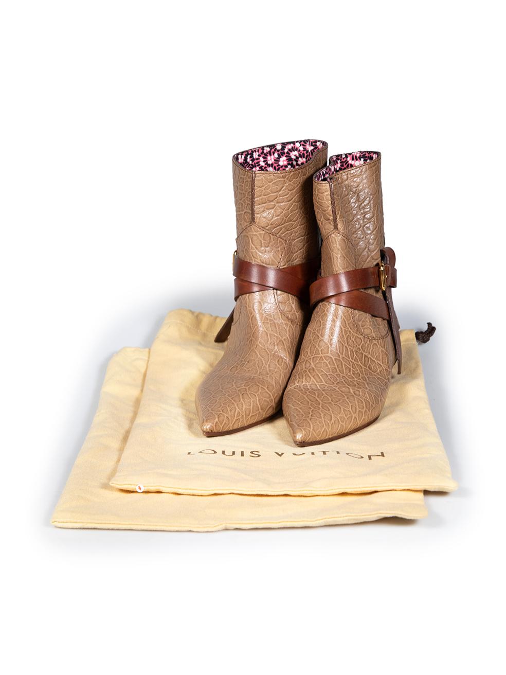 Louis Vuitton Brown Leather Sweet Escapade Boots Size IT 39.5 For Sale 2