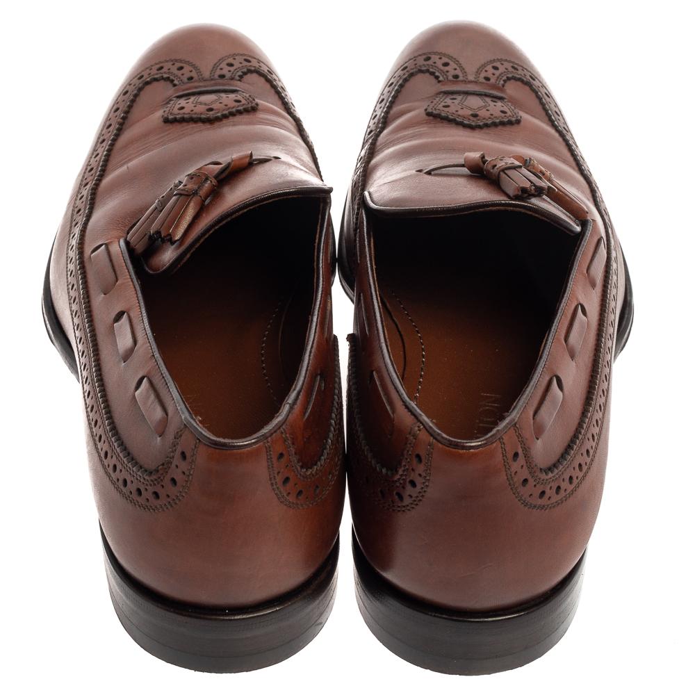 Louis Vuitton Brown Leather Tassel And Brogue Detail Loafers Size 41.5 In Good Condition In Dubai, Al Qouz 2