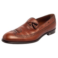Louis Vuitton Brown Leather Tassel And Brogue Detail Loafers Size 41.5