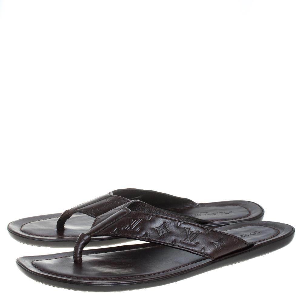 Louis Vuitton Brown Leather Thong Slide Sandals Size 44.5 1