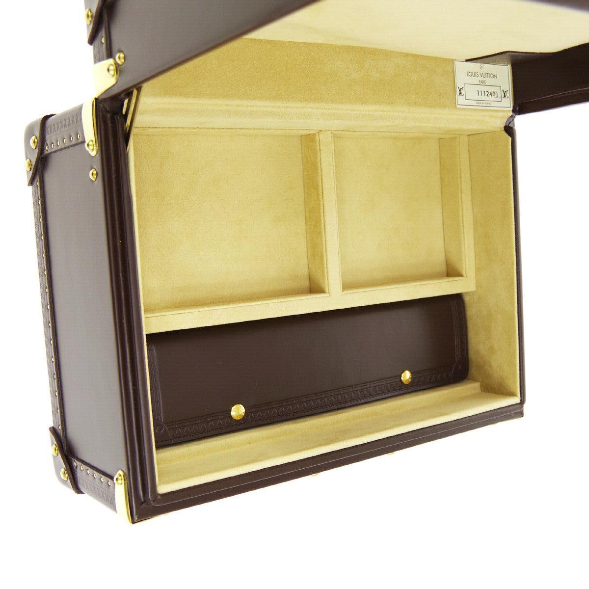Black Louis Vuitton Brown Leather Travel Watch Men's Top Handle Storage Box Trunk