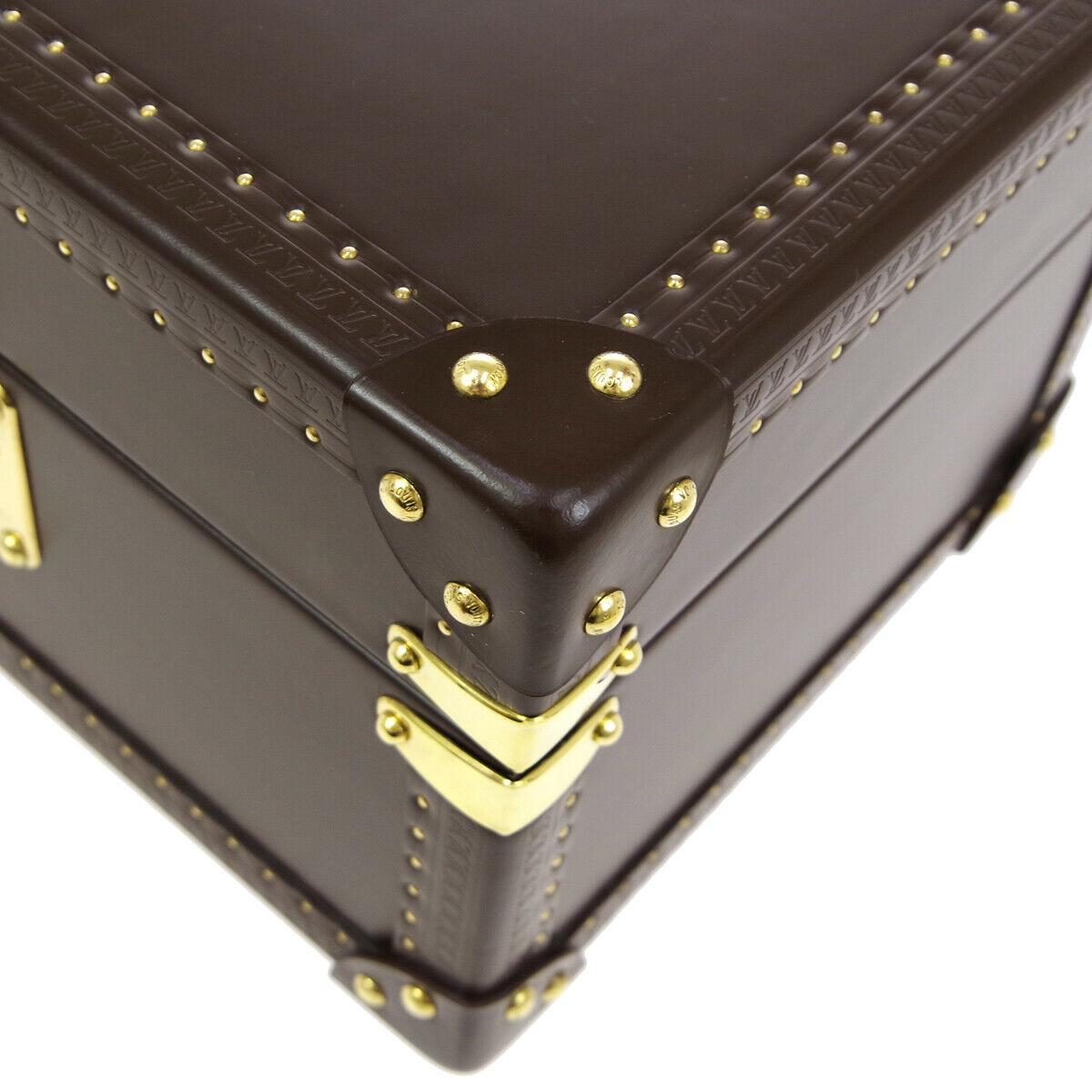 Women's Louis Vuitton Brown Leather Travel Watch Men's Top Handle Storage Box Trunk