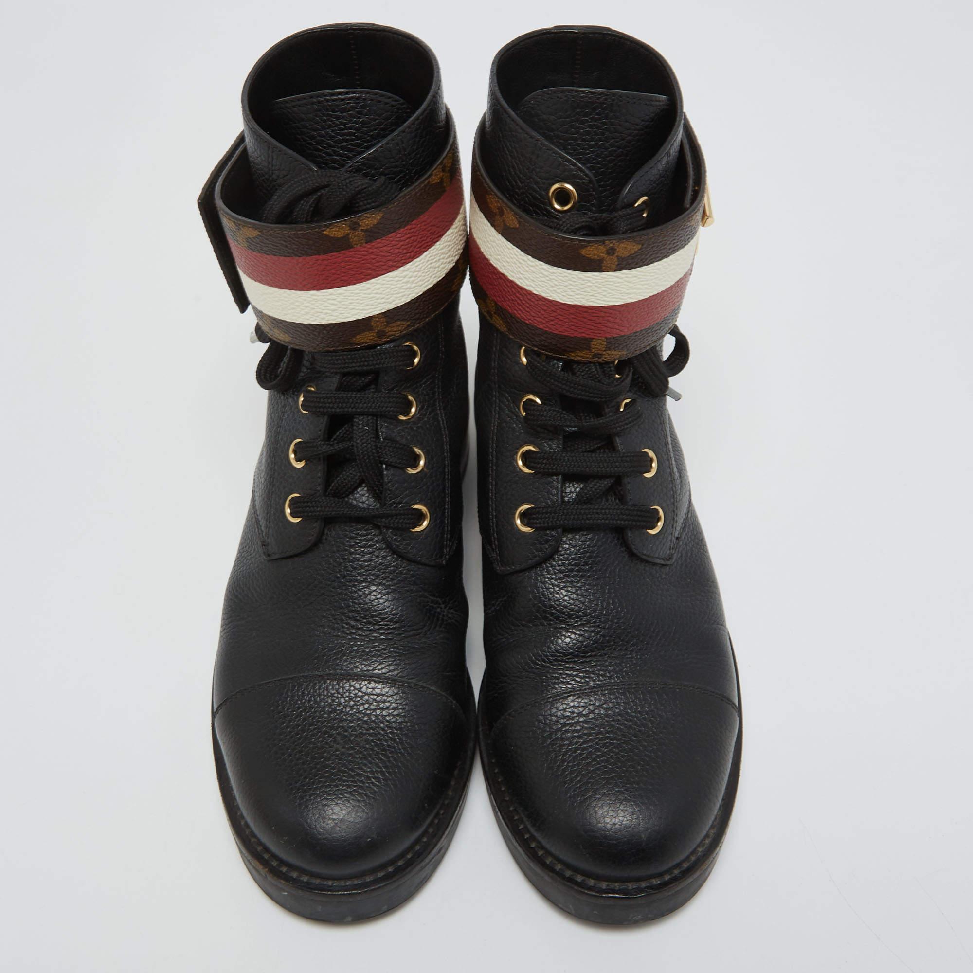 Louis Vuitton Brown Leather Wonderland Ranger Boots Size 36 In Good Condition In Dubai, Al Qouz 2