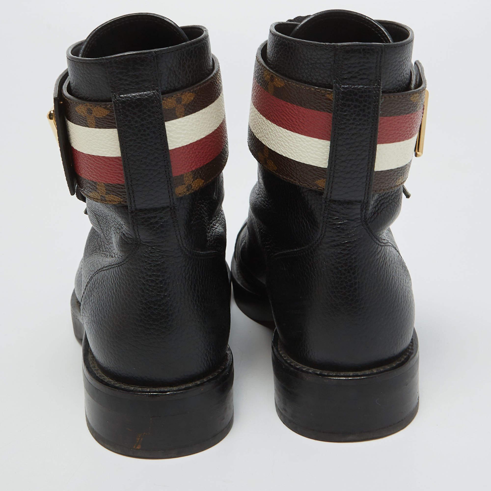 Women's Louis Vuitton Brown Leather Wonderland Ranger Boots Size 36