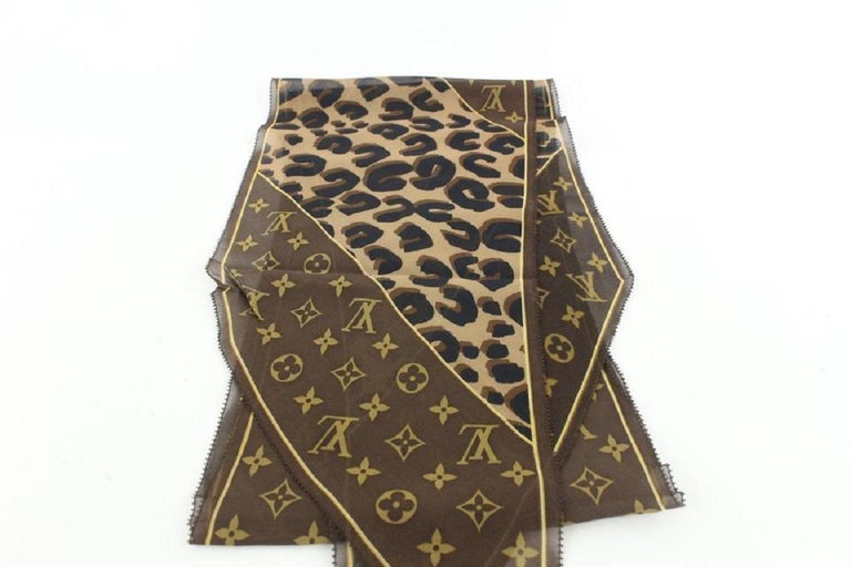 Louis Vuitton Brown Monogram Leopard Print Square Silk Scarf Louis Vuitton