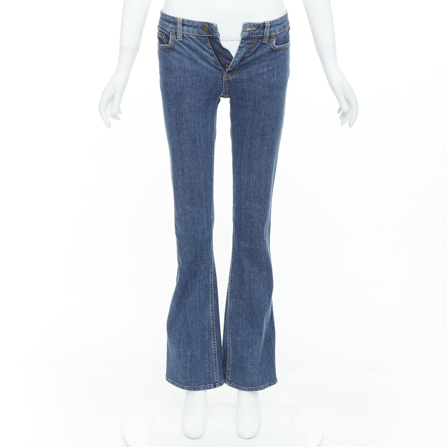 LOUIS VUITTON brown logo blue cotton pocket bootcut jeans FR34 XS 5